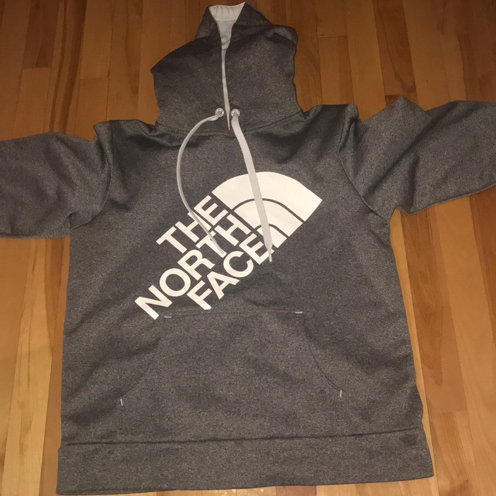 North face grey hooded sweatshirt